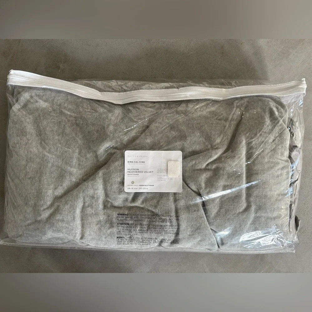 POTTERY BARN HUDSON HEATHERED VELVET DUVET COVER - KING /CALIFORNIA KING